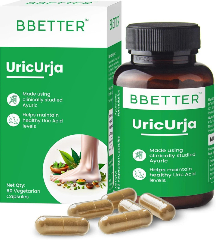 BBETTER UricUrja -Ayurvedic Uric Acid levels management | 60 capsules(60 Capsules)