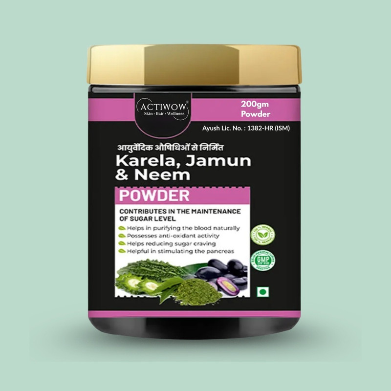 ACTIWOW Karela Jamun Neem Powder for Everyday Cleanse Neem, Jamun(200 g)