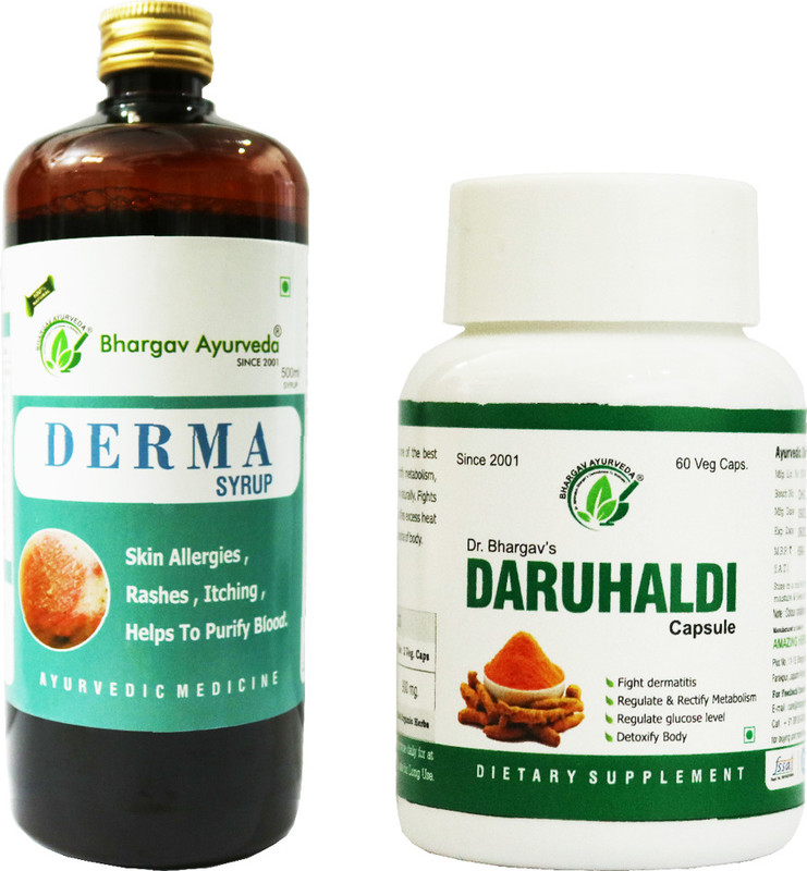 Bhargav Ayurveda Derma Syrup 500 ml & Daruhaldi 60 Capsules(500 ml)