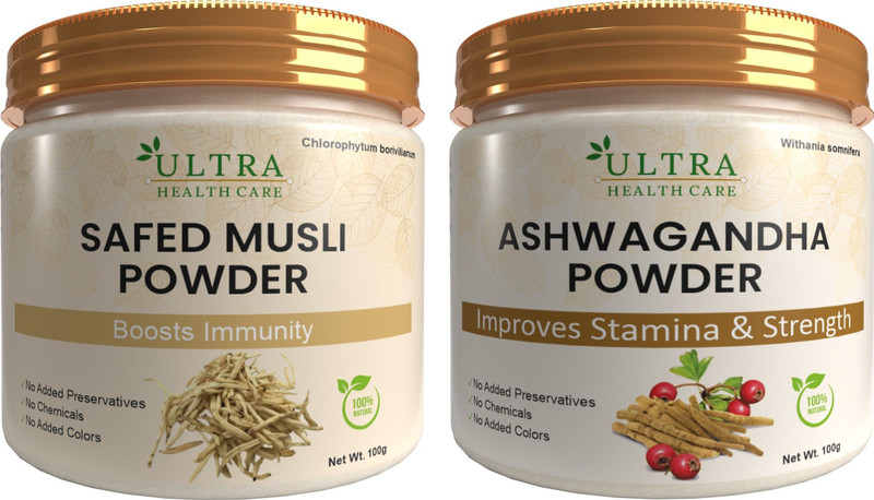 Ultra Healthcare Safed Musli & Ashwagandha Powder for Stamina,Vigor,Stress,Vitality & Heart Care(200 g)
