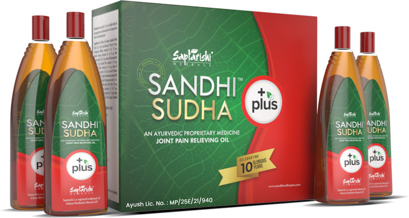 Saptarishi Herbal Sandhi Sudha Plus Ayurvedic Joint Pain Relief Oil(Pack of 4, 600 ml)