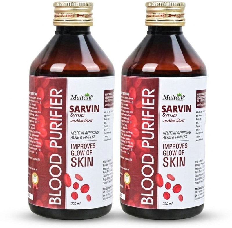 Multani Sarvin Syrup | Ayurvedic Skin & Blood Purifier | (200ml Each)(Pack of 2, 400 ml)