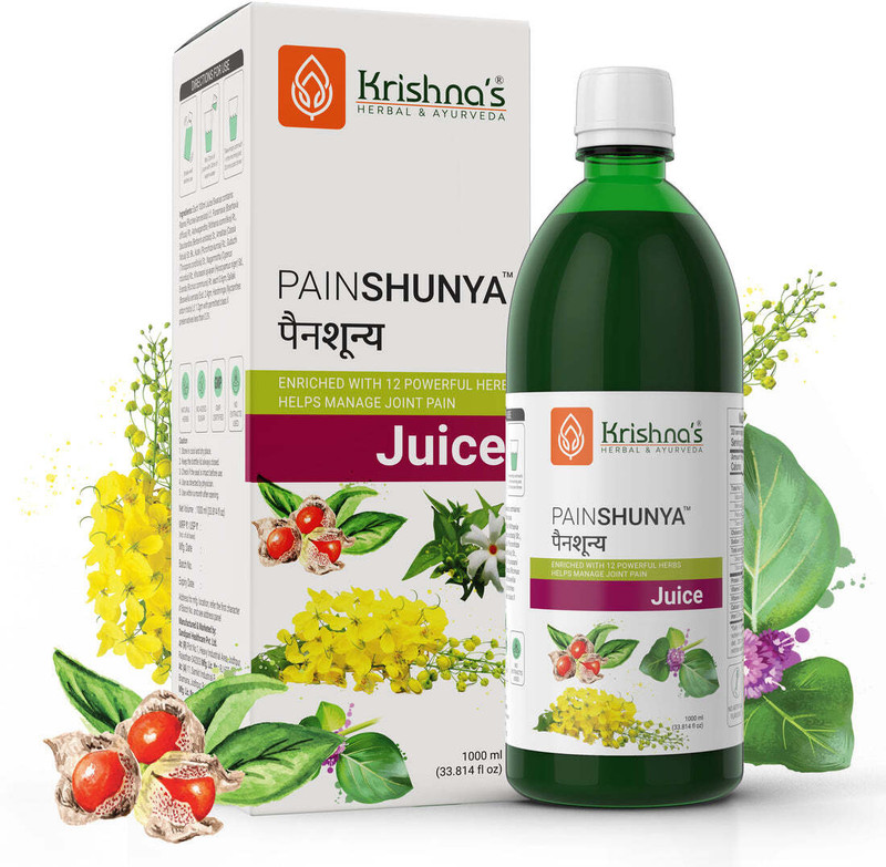 Krishna Herbal Painshunya juice enrich with 12 powerful natural herbs menage joint pain(1000 ml)