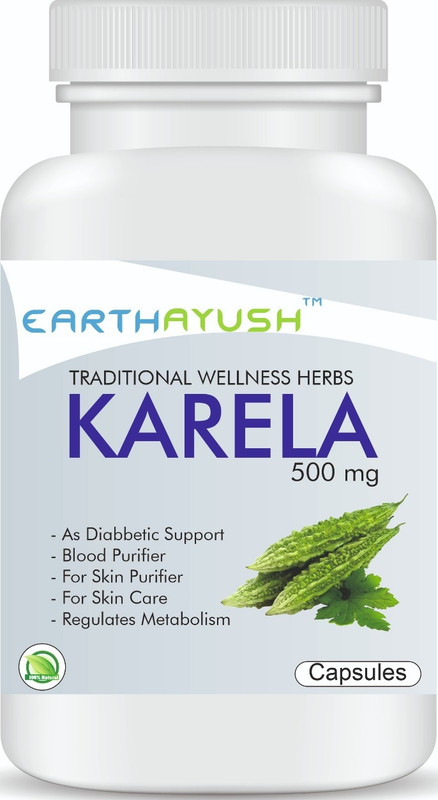 earthayush Karela/blood purifier for skin/60 capsule/ pack of 1(60 Capsules)