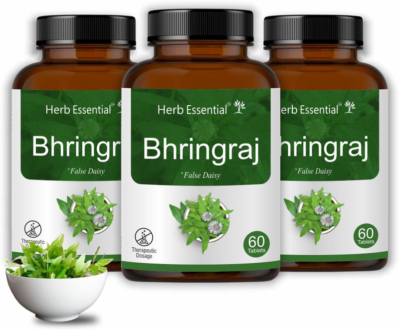 Herb Essential Bhringraj Tablets For Hair Fall & Graying Hair 60 Tablets(Pack of 3, 180 Tablets)
