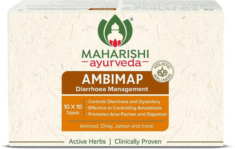 MAHARISHI ayurveda Ambimap |Diarrohea | Dysentery | Stomach Pain | 100 Tablets Pack of 1(100 Tablets)