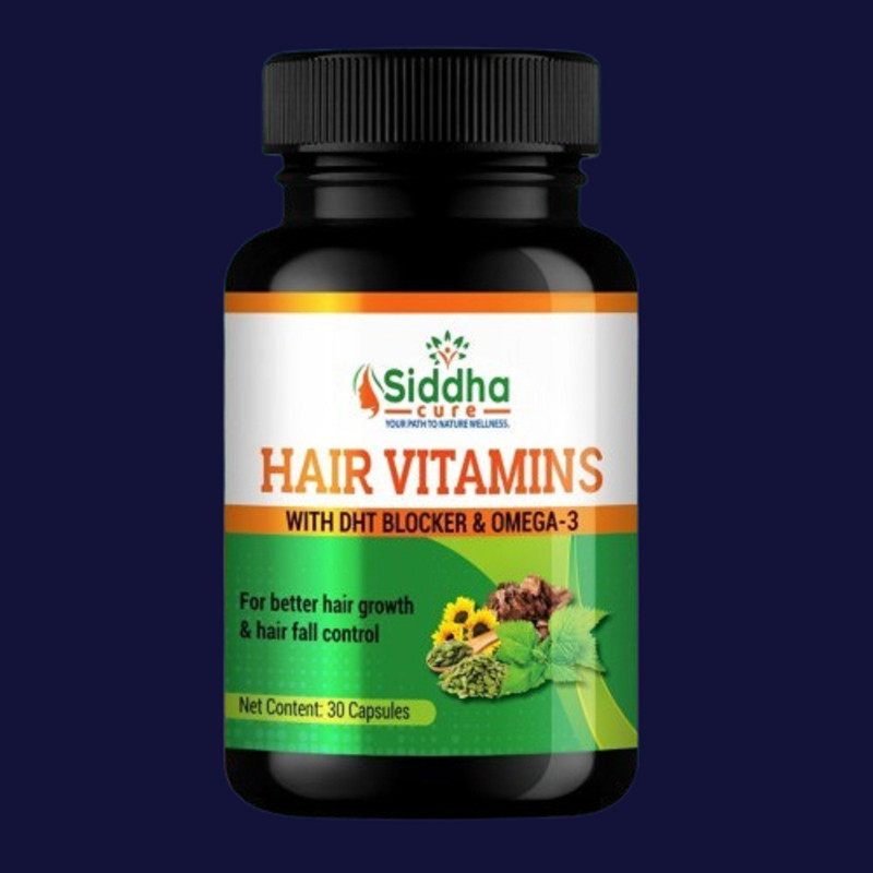 Siddha cure Hair Vitamin Capsules Nourishing Blend for Hair Growth, Strength & Volume(50 Capsules)