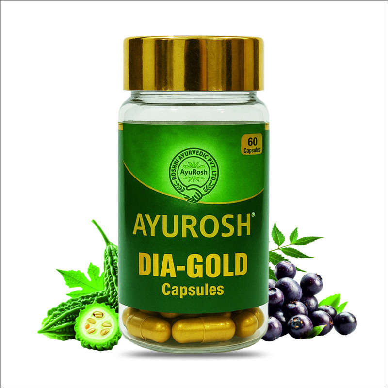 ayurosh DIA-GOLD Capsules | Helps Control Blood Sugar Levels and Control Diabetes -(60 Capsules)