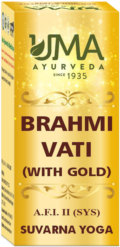 Uma Ayurveda Brahmi Vati with Gold Tablet for Mind Wellness, Alterness and Focus - 30 Tablets(30 Tablets)
