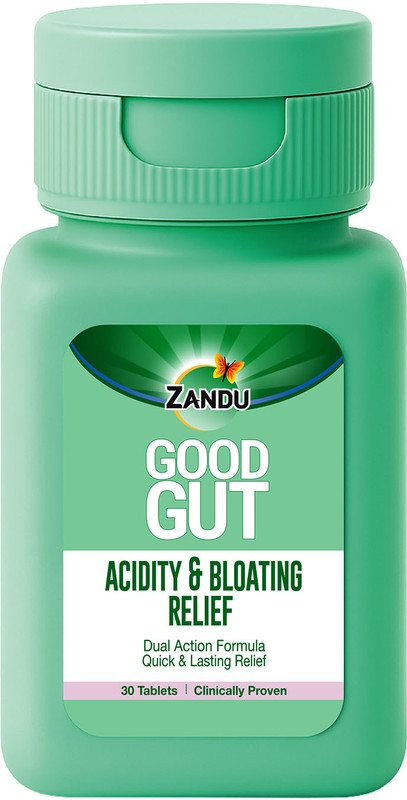 ZANDU Good Gut Acidity & Bloating Relief Tablets - Relief from Acidity, Gas & Bloating(30 Tablets)
