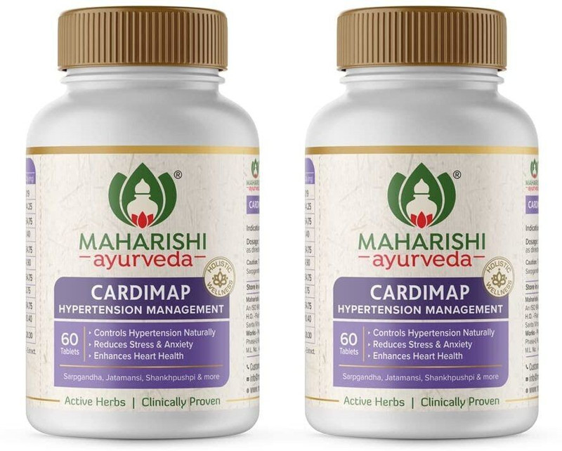 MAHARISHI ayurveda Cardimap, Normalizes Blood Pressure Naturally, Unique 5-Herb Formulation(Pack of 2, 60 Tablets)