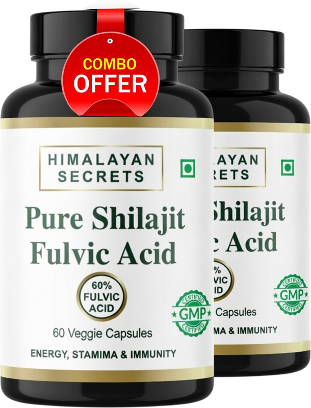 Krishna Healthcare Shilajit Capsule | Pure Himalayan Shilajit For Men's Health Immunity Booster(Pack of 2, 60 Capsules)