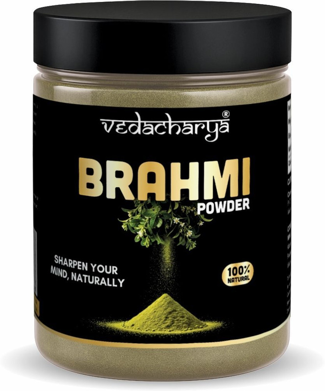 Vedacharya Brahmi Powder – Natural Brain Tonic | Enhances Memory & Focus | Stress Relief(200 g)