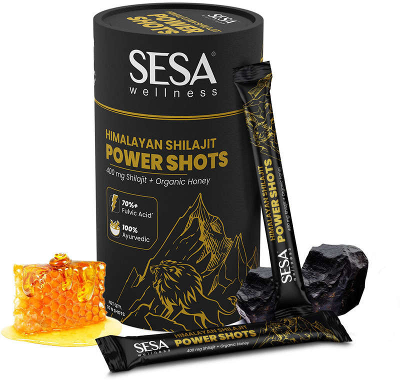SESA Himalayan Shilajit Power Shots, 400mg Pure Shilajit| Boost Stamina & Energy- 30N(30 Tablets)