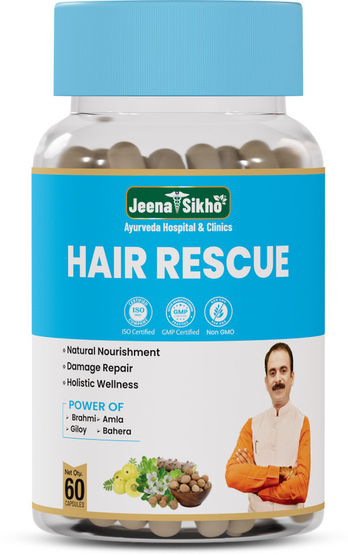 Jeena Sikho Ayurveda Hair Rescue Capsules Hair Growth Supplement for Men & Women(60 Capsules)