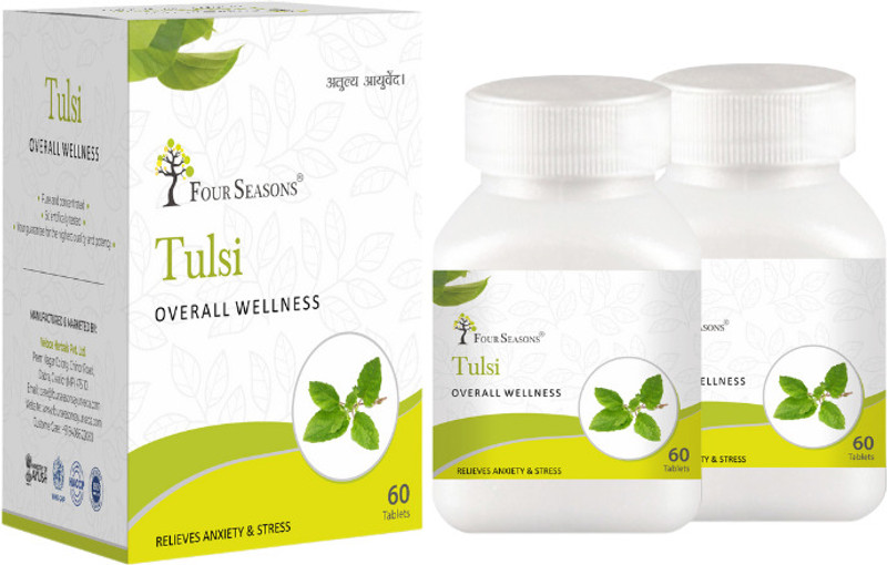 Four Seasons Tulsi Leaf Tablet | Respiratory Health, Cough & Cold | Boosts Immunity(Pack of 4, 60 Tablets)
