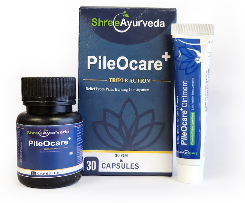shree ayurveda PileOCare Plus Capsule and Ointment(Pack of 2, 30 Capsules, 30 g)