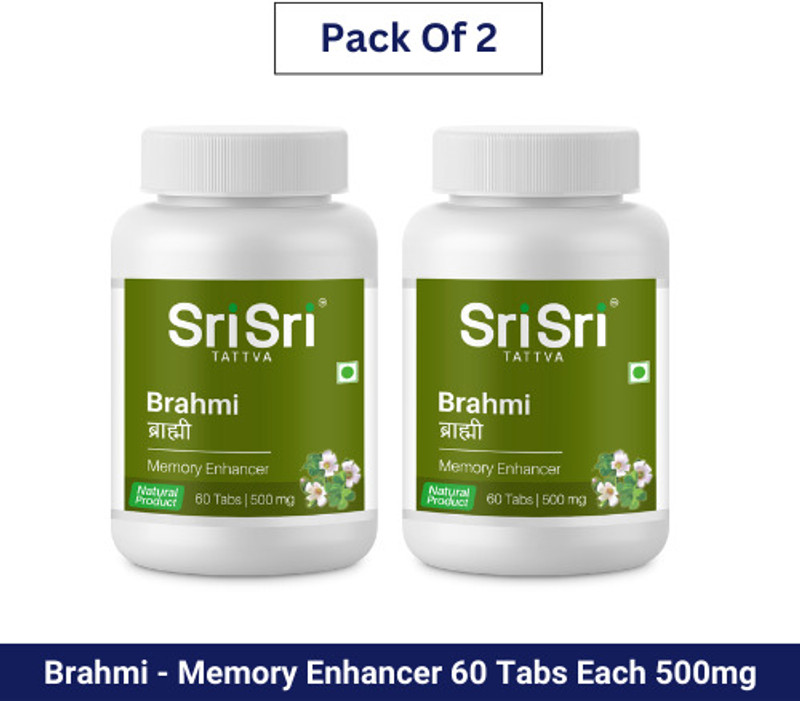 Sri Sri Tattva Brahmi - Memory Enhancer 60 Tabs | 500 mg(Pack of 2, 60 Tablets)