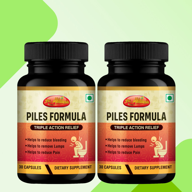 Dr.Akhilesh Piles Formula Capsules Pack of 2 for Digestive Wellness Support(Pack of 2, 60 Capsules)