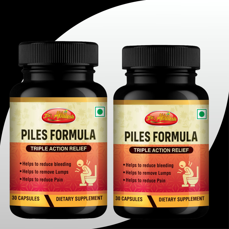 Dr.Akhilesh Piles Formula Capsules Pack of 2 for Digestive Care & Bowel Health(Pack of 2, 60 Capsules)