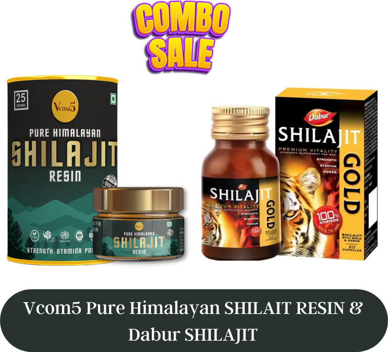 vcom5 Pure Himalayan SHILAJIT Resin & SHILAJIT Gold For Strength & Stamina(Pack of 2, 50 g)