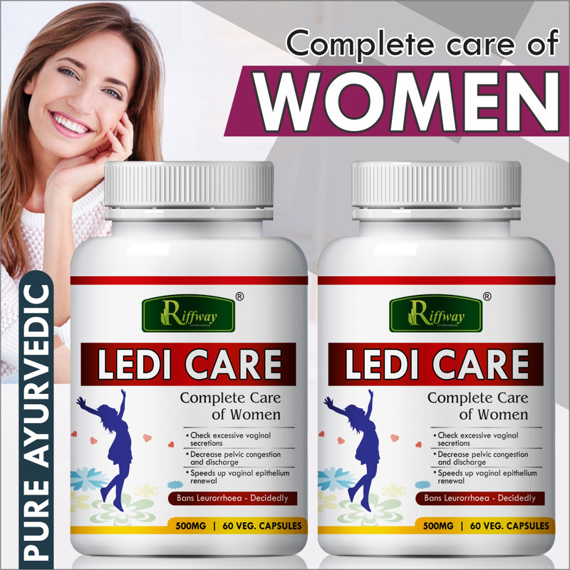 Riffway Ledi Care 100% Natural Dawa Controls All Kinds Of Women White Discharge(Pack of 2, 120 Capsules)