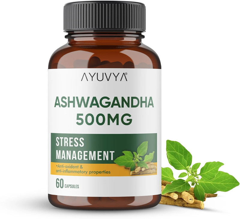 Ayuvya Ashwagandha Capsules Helps in Stress Relief & Boost Energy(60 Capsules)