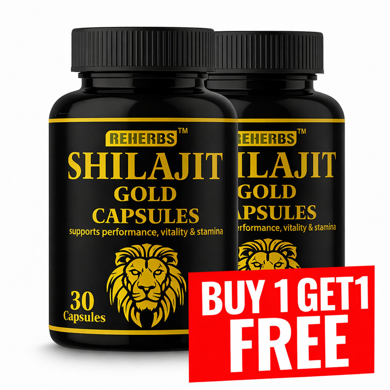 REHERBS Original Shilajeet Gold Capsules | Ayurvedic Supplement for Testosterone Boost(Pack of 2, 60 Capsules)