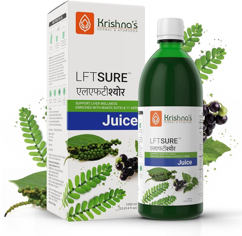 Krishna's Herbal & Ayurveda LFT Sure Juice Natural Liver Cleanse & Detox Drink Supports Liver Wellness(1000 ml)