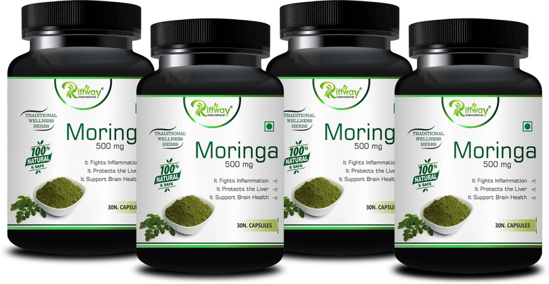 Riffway Moringa Organic Moringa Capsule Improves Liver Functions(Pack of 4, 120 Capsules)
