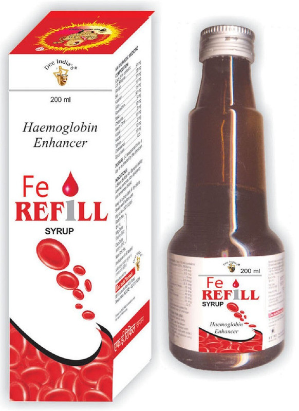 DEE INDIA HERBALS Fe Refill syrup Hoemoglobin Enhancer (200 ml) pack of 2(Pack of 2, 400 ml)