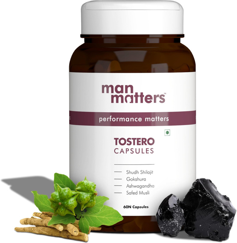 Man Matters Tostero Capsules For Men | Shudh Shilajit For Strength, Stamina & Muscle Growth(60 Capsules)
