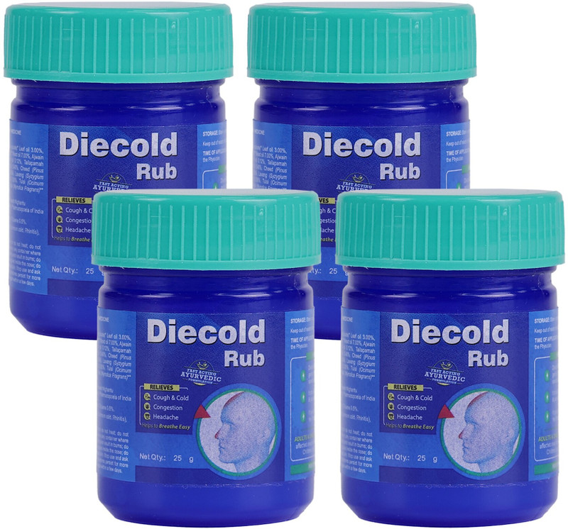 Leeford Diecold Rub For Headache and Common Cold 25ml Pack of 4(Pack of 4, 100 ml)
