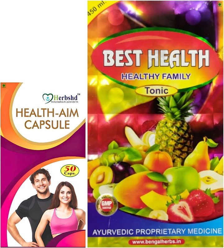 HERBSHD Health Aim 50 Capsule & Best Health Tonic 450 ml For Healthy Family(Pack of 2, 50 Capsules, 450 ml)