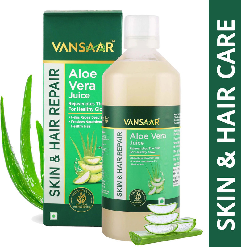 VANSAAR Aloe Vera Juice 1L| For Glowing Skin & Healthy Hair| 100% Cold Pressed(1000 ml)