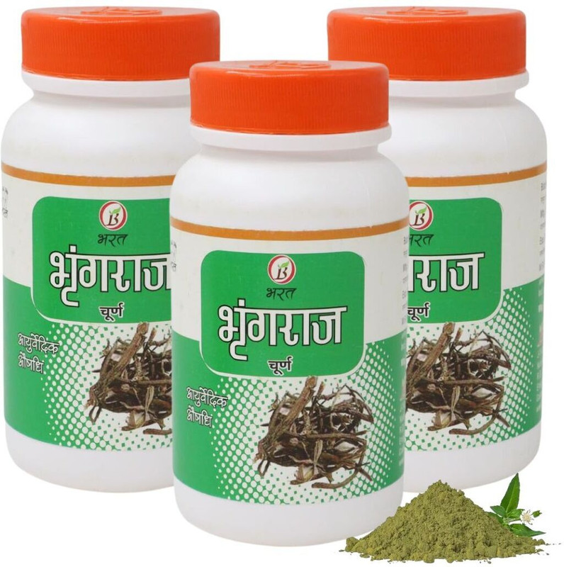 BHARAT AYURVEDIC AUSHDHALAYA Bhringaraj Churna, Powder 100gm each(Pack of 3, 300 g)
