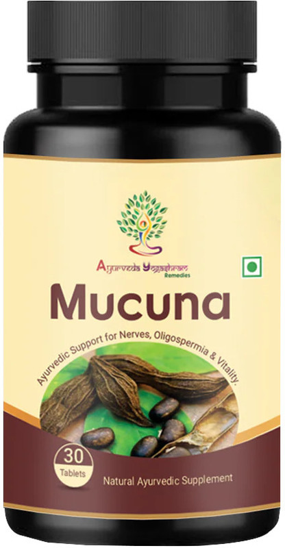 Ayurveda Yogashram Remedies Mucuna: for Nervous System, Motor Skills, Reproductive & Brain Support(30 Tablets)