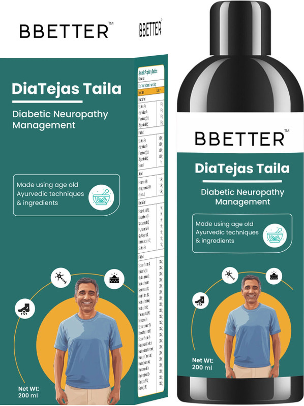 BBETTER DiaTejas Taila | Ayurvedic oil for Diabetic Foot Neuropathy & Nerve Support(200 ml)