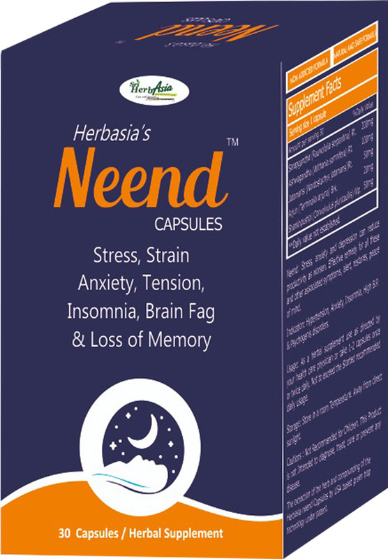 Sri herbasia biotech Neend Capsuls Reduse Stress, Tension & Insomnia(Pack of 2, 60 Capsules)