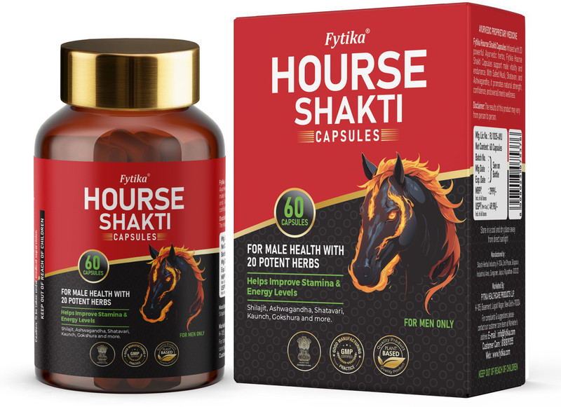 FYTIKA Horse Shakti Capsules for Men| Shilajit, Ashwagandha, Gokshura| Stamina Booster(60 Capsules)