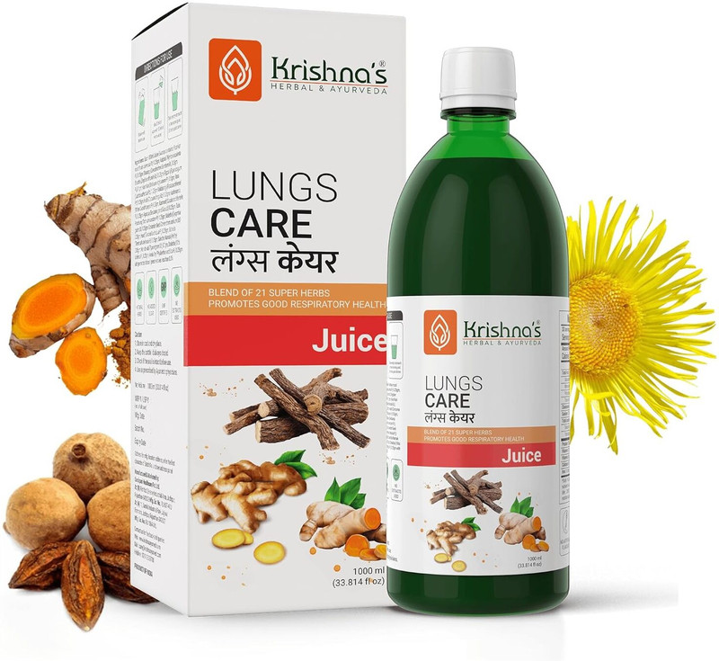 Krishna's Herbal & Ayurveda Lungs Care Juice | Blend of 21 Super Herbs | Supports Respiratory System(1000 ml)