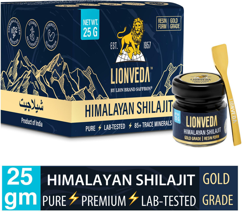 LIONVEDA Certified Gold Grade Himalayan Shilajit for Stamina,Power &Energy-Shilajit Resin(25 g)