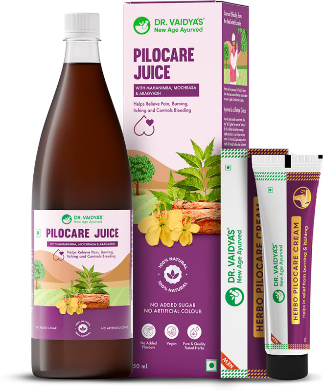 DR. VAIDYA'S Ayurvedic Piles Combo | Pilocare Juice | Herbo Pilocare Cream |950ml | 30g(1280 g)