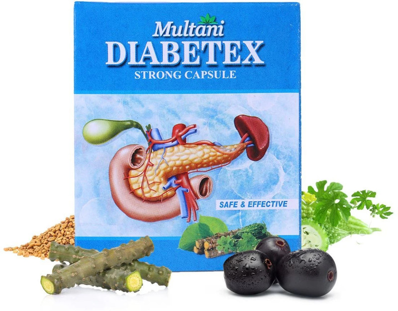 Multani Diabetex Strong Capsule | Help Blood Sugar Control| Diabetes Care -(Pack of 2, 60 Capsules)