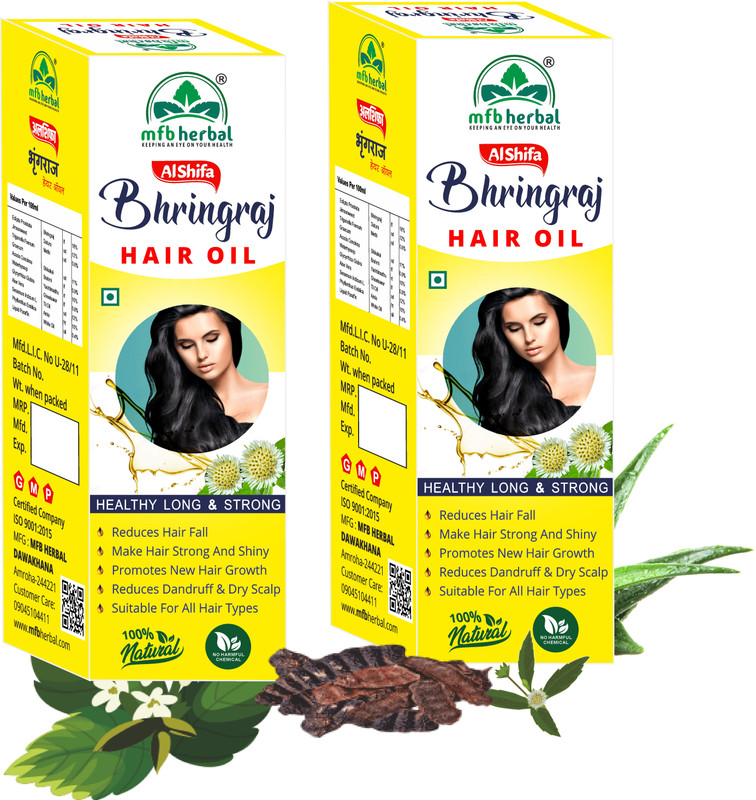 Alshifa Bhringraj Hair Oil | Hair Oil For Controlling Hair Fall(Pack of 3, 300 ml)