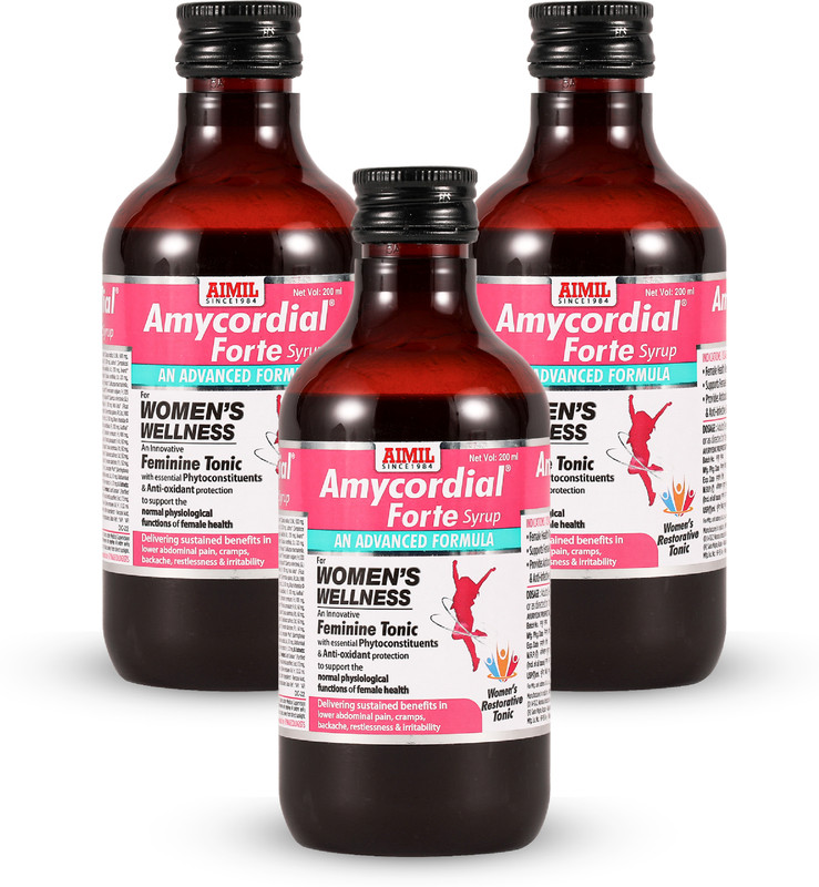 AIMIL Amycordial Forte Syrup | Women Wellness | Feminine Tonic |200 Ml(Pack of 3, 600 ml)