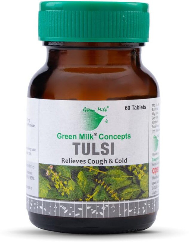 Green Milk Tulsi Tablets | Relieves Cough & Cold | 60 Tablets(60 Tablets)