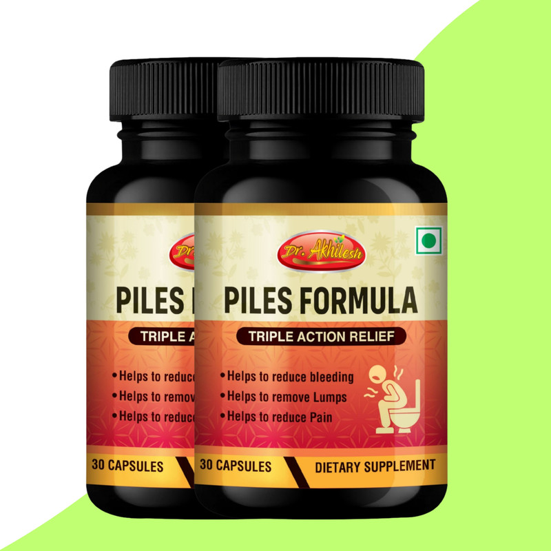 Dr.Akhilesh Piles Formula Capsules Pack of 2 Supports Gut Health & Smooth Bowel Movement(Pack of 2, 60 Capsules)