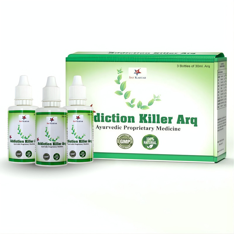 Sat Kartar Addiction Killer Liquid | Herbal De-Addiction Drops | Helps To Quit Addiction(90 ml)