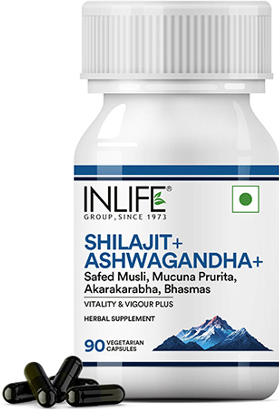 INLIFE Vigour and Vitality Booster Plus Capsules, Shilajit for Stamina Energy Supplement(90 Capsules)